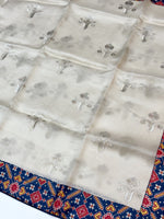 Pearl White Motif Breezy Organza  Handwoven Banarasi Saree