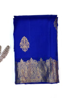 Azure Blue Motif Katan Silk Kanjivaram Saree