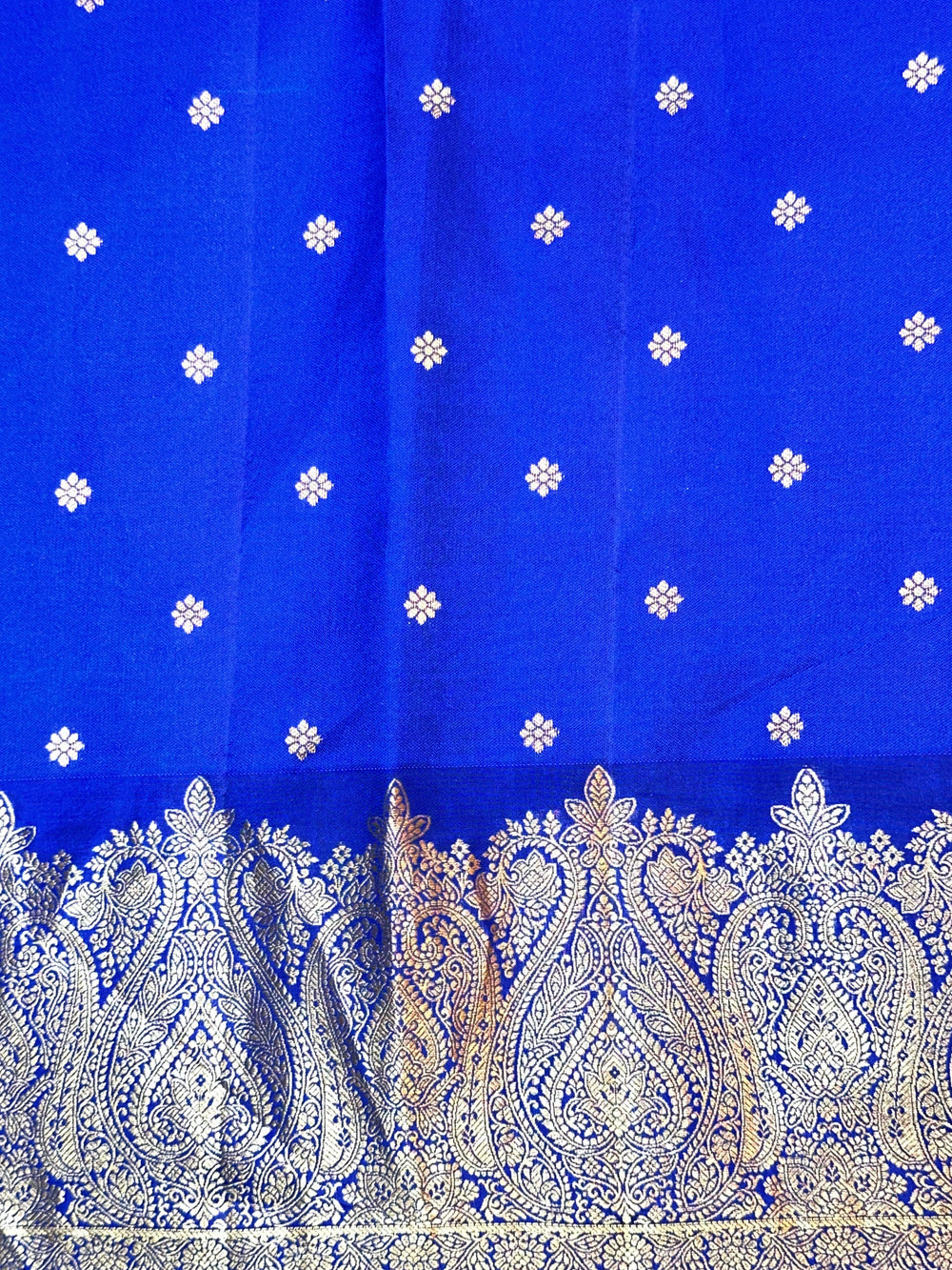 Azure Blue Motif Katan Silk Kanjivaram Saree