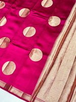 Magenta Pink Motif Soft Silk  Handwoven Banarasi Saree