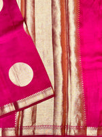 Magenta Pink Motif Soft Silk  Handwoven Banarasi Saree