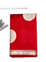 Crimson Red Motif Soft Silk  Handwoven Banarasi Saree