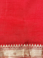 Crimson Red Motif Soft Silk  Handwoven Banarasi Saree
