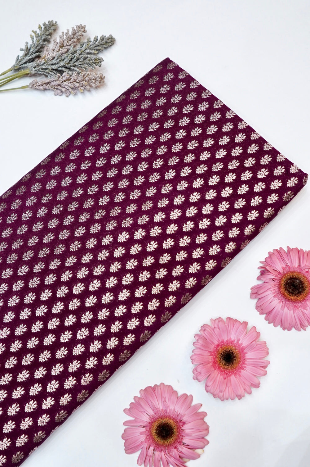 Boysenberry Purple Booti Silk By Cotton Blended Thaan