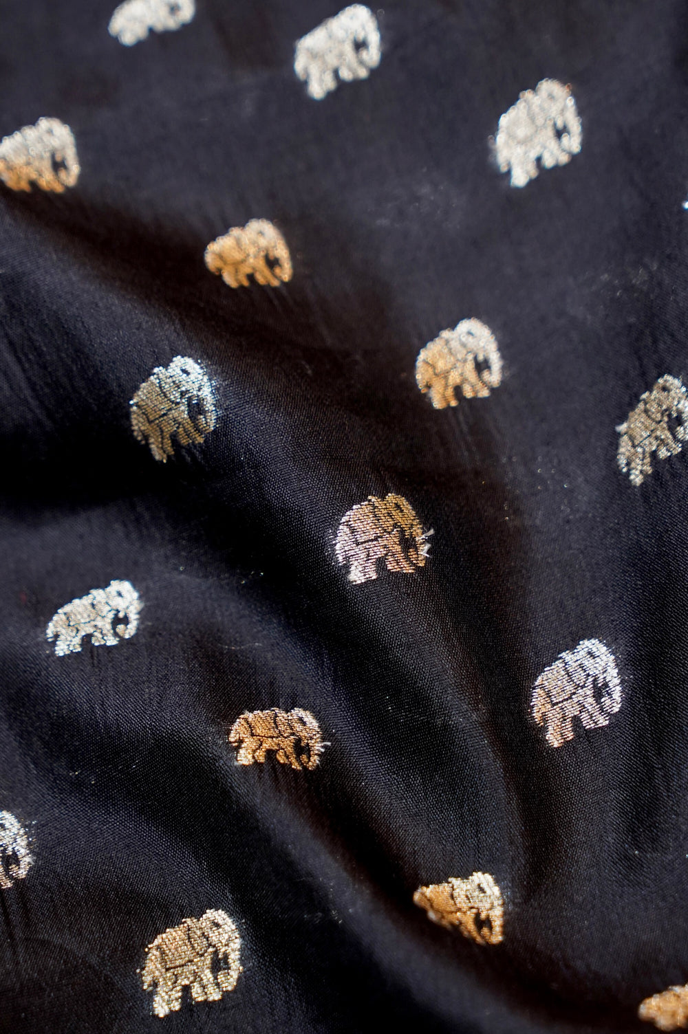 Jade Black Booti Soft Silk Banarasi Handwoven Thaan