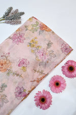 Flamingo Pink Floral Moonga Silk Blended Thaan