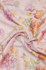 Flamingo Pink Floral Moonga Silk Blended Thaan
