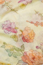 Banana Yellow Floral Moonga Silk Blended Thaan