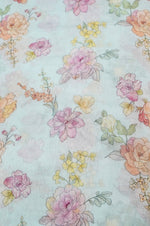 Arctic Blue Floral Moonga Silk Blended Thaan