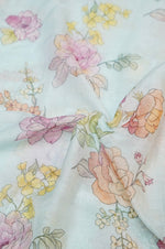 Arctic Blue Floral Moonga Silk Blended Thaan