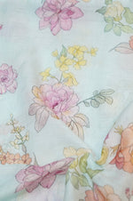 Arctic Blue Floral Moonga Silk Blended Thaan