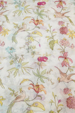 Cream White Floral Moonga Silk Blended Thaan