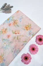 Crepe Pink Floral Moonga Silk Blended Thaan