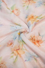 Crepe Pink Floral Moonga Silk Blended Thaan