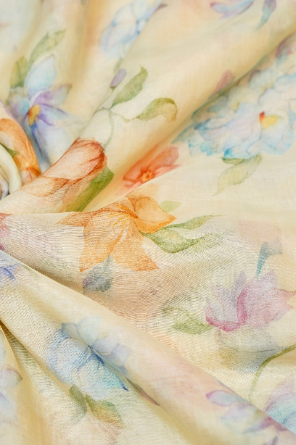 Flamingo Pink Floral Moonga Silk Blended Thaan