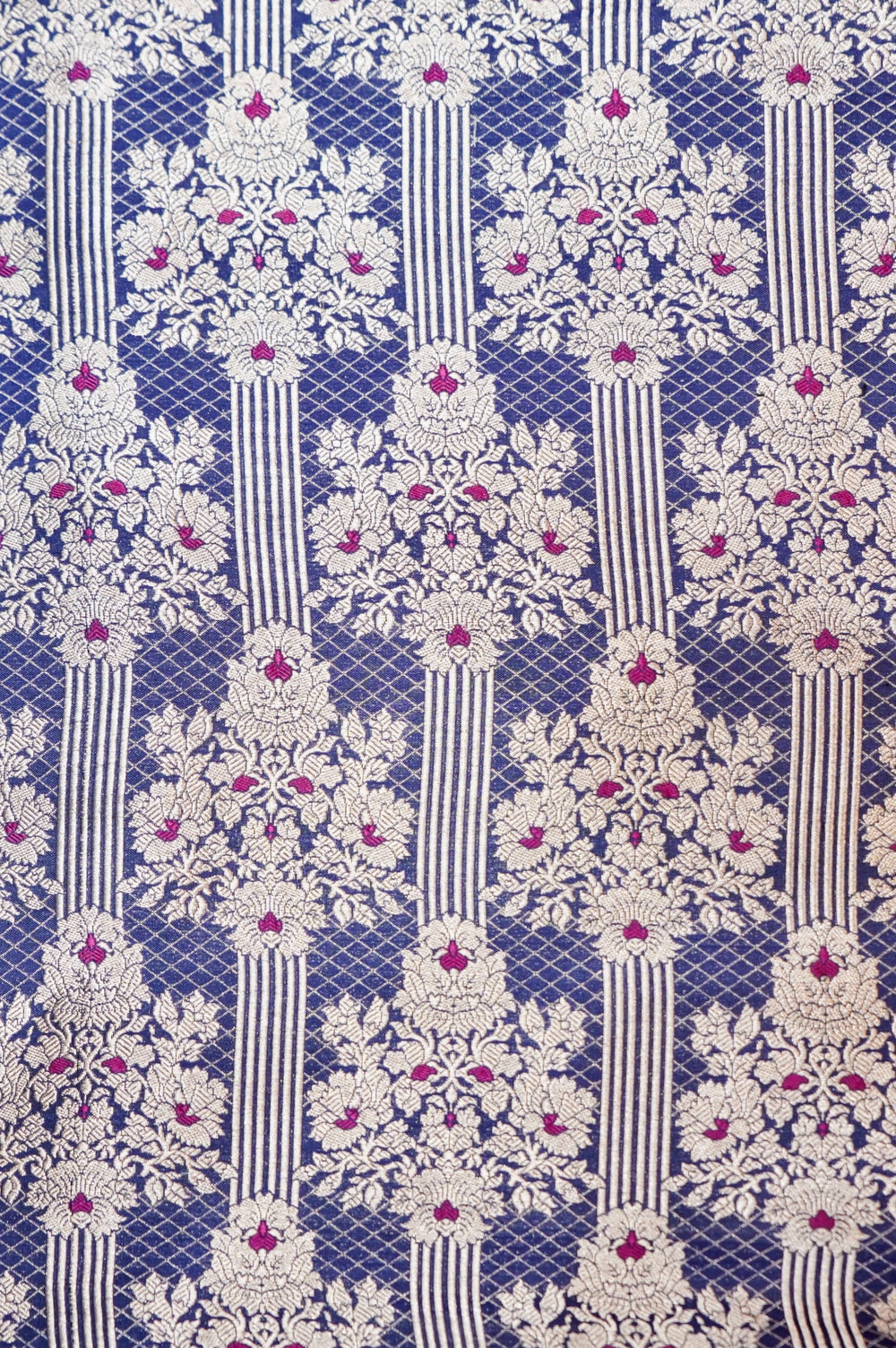 Prussian Blue Meenakari Katan Silk Blended Thaan