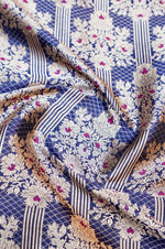 Prussian Blue Meenakari Katan Silk Blended Thaan