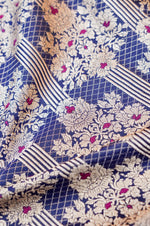Prussian Blue Meenakari Katan Silk Blended Thaan