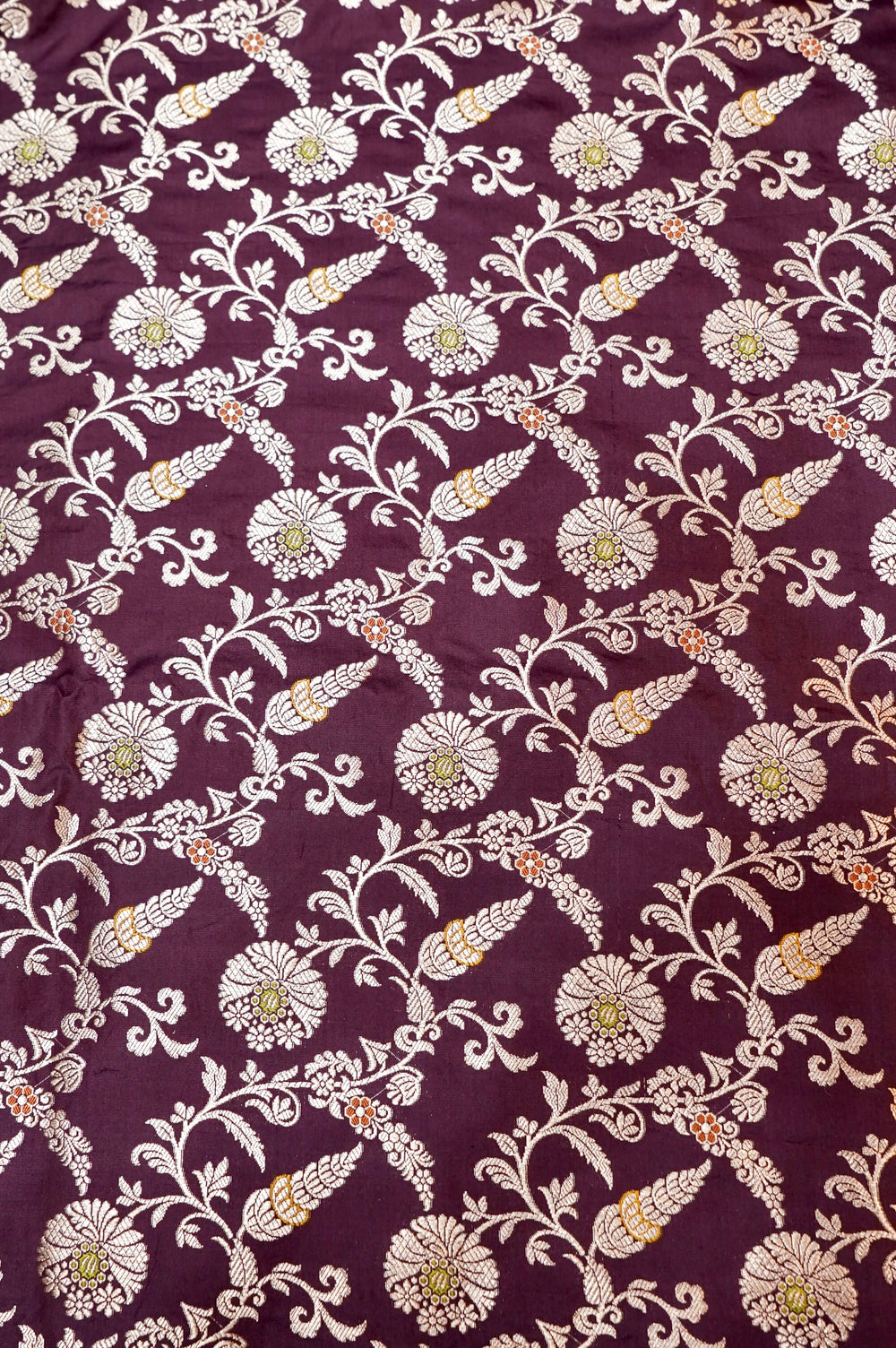 Wine Red Meenakari Katan Silk Handwoven Banarasi Thaan