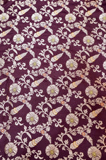 Wine Red Meenakari Katan Silk Handwoven Banarasi Thaan