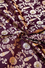 Wine Red Meenakari Katan Silk Handwoven Banarasi Thaan