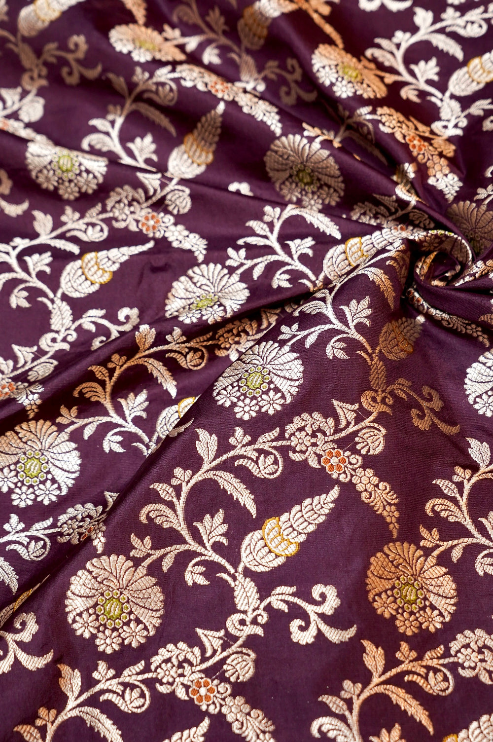 Wine Red Meenakari Katan Silk Handwoven Banarasi Thaan