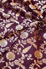Wine Red Meenakari Katan Silk Handwoven Banarasi Thaan