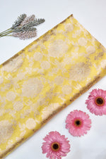 Butter Yellow Jangla Katan Silk Handwoven Banarasi Thaan