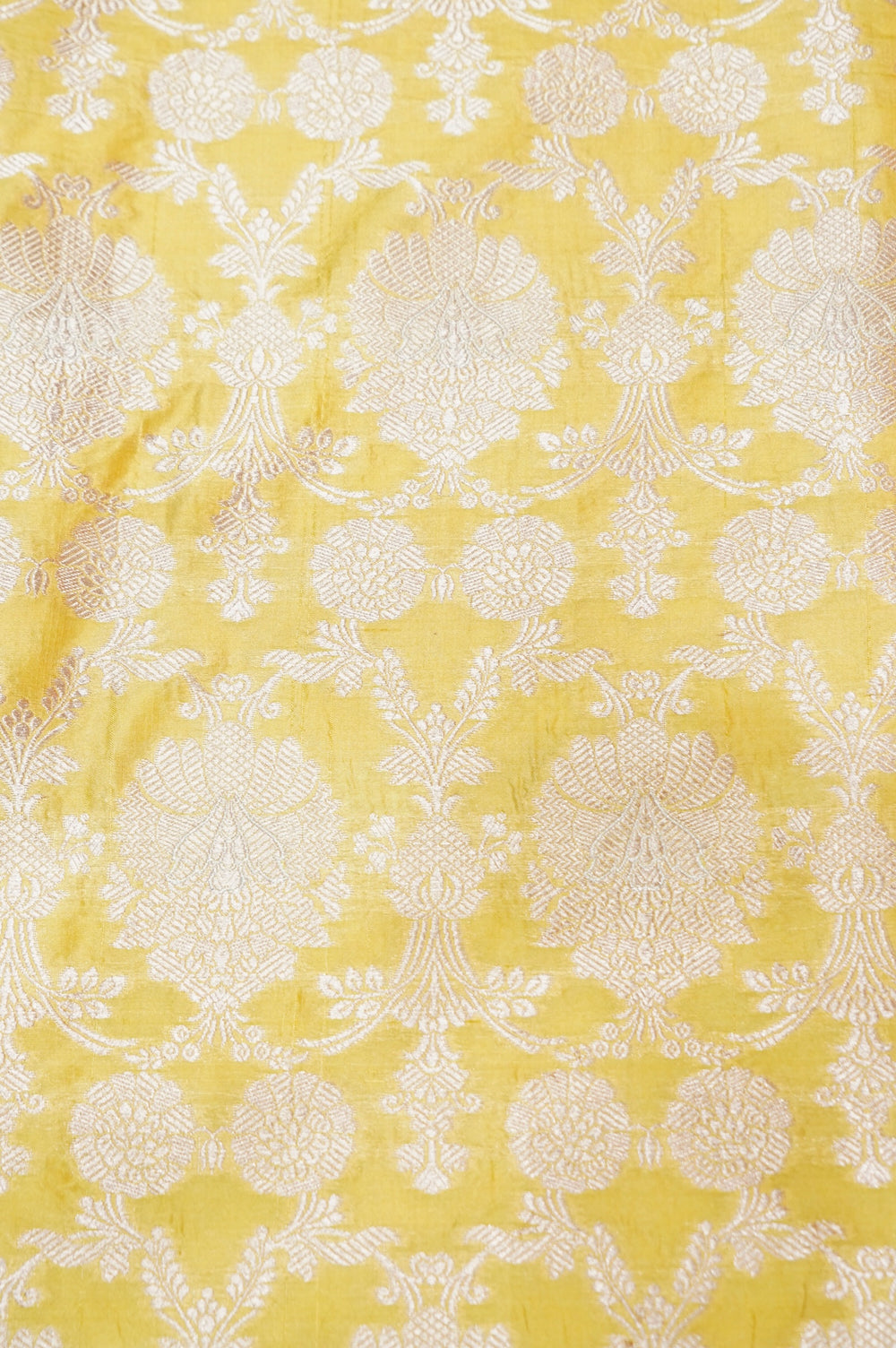Butter Yellow Jangla Katan Silk Handwoven Banarasi Thaan