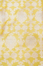 Butter Yellow Jangla Katan Silk Handwoven Banarasi Thaan