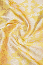 Butter Yellow Jangla Katan Silk Handwoven Banarasi Thaan