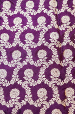 Boysenberry Purple Jaal Katan Silk Handwoven Banarasi Thaan