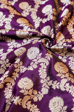 Boysenberry Purple Jaal Katan Silk Handwoven Banarasi Thaan
