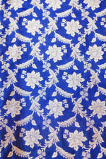 Azure Blue Jaal Katan Silk Handwoven Banarasi Thaan