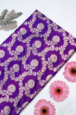 Violet Purple Jaal Katan Silk Handwoven Banarasi Thaan