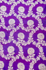 Violet Purple Jaal Katan Silk Handwoven Banarasi Thaan