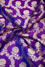 Violet Purple Jaal Katan Silk Handwoven Banarasi Thaan