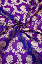 Violet Purple Jaal Katan Silk Handwoven Banarasi Thaan