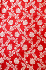 Rose Red Jaal Katan Silk Handwoven Banarasi Thaan
