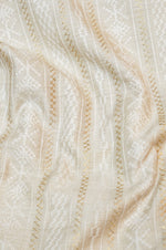 Ivory White Resham Embroidery Tussar Silk Thaan