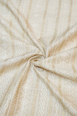 Ivory White Resham Embroidery Tussar Silk Thaan