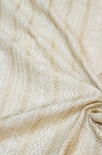 Ivory White Resham Embroidery Tussar Silk Thaan