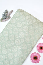 Nyanza Green Resham Embroidery Linen Cotton Banarasi Handwoven Thaan