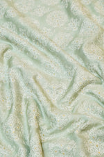 Nyanza Green Resham Embroidery Linen Cotton Banarasi Handwoven Thaan