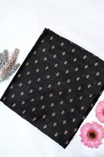 Midnight Black Resham Embroidery Moonga Silk Thaan