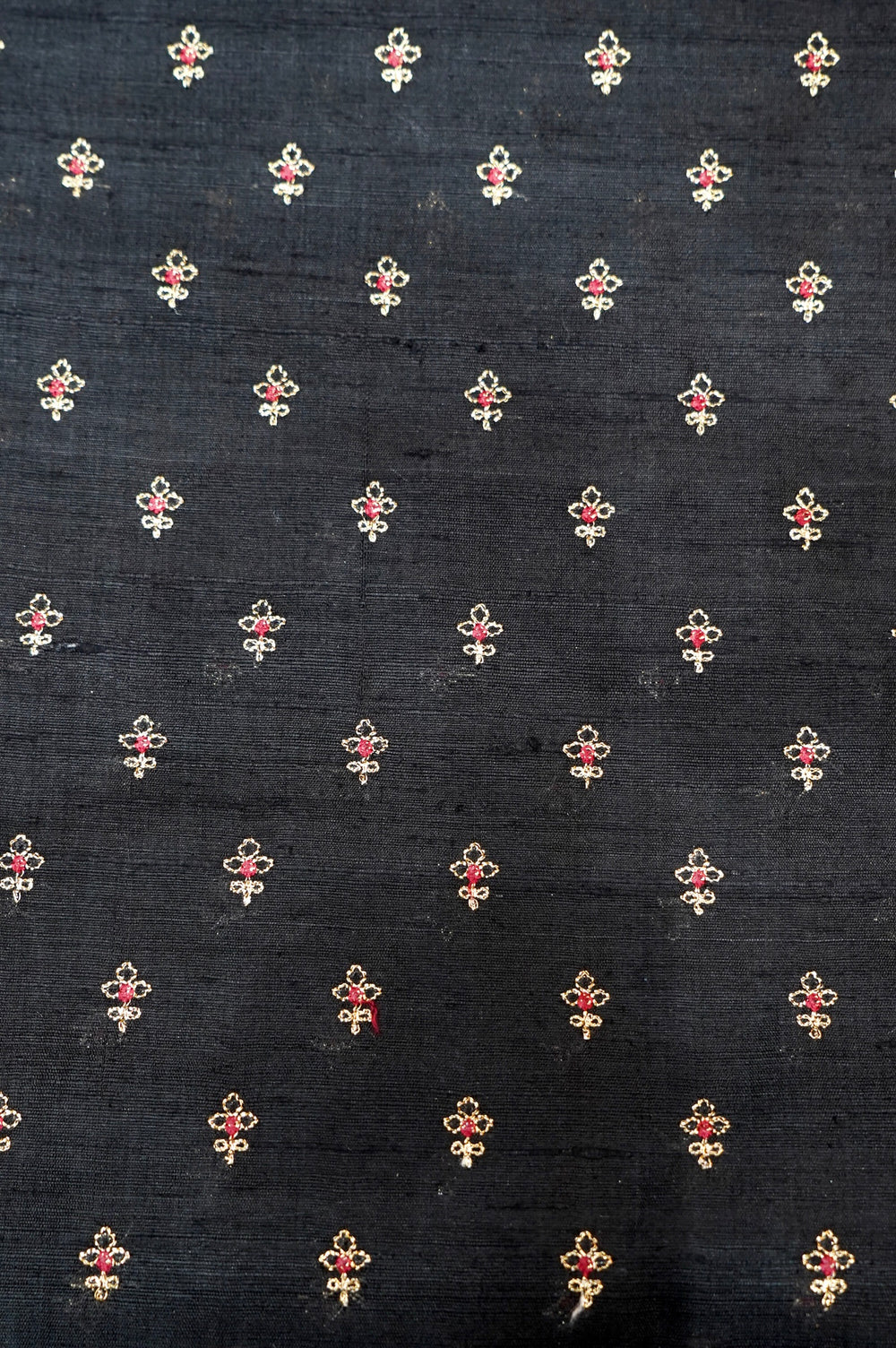 Midnight Black Resham Embroidery Moonga Silk Thaan