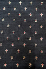Midnight Black Resham Embroidery Moonga Silk Thaan