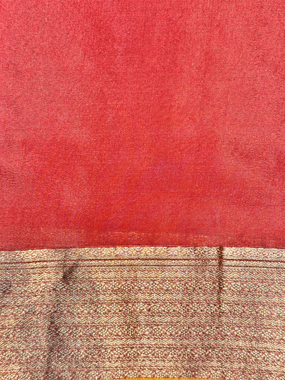Coral Pink Brocade Crepe  Handwoven Banarasi Saree