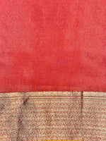 Coral Pink Brocade Crepe  Handwoven Banarasi Saree
