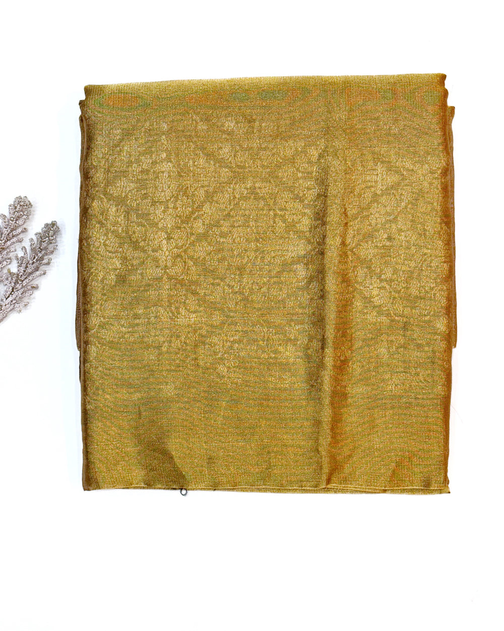 Gold Tan Brocade Katan Tissue Handwoven Banarasi Saree